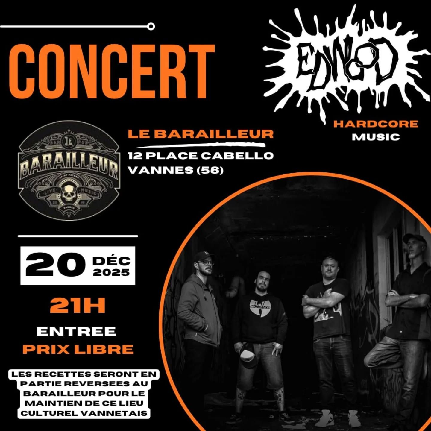 Affiche de Edwood (Hardcore/Metal) en concert à Vannes (56)