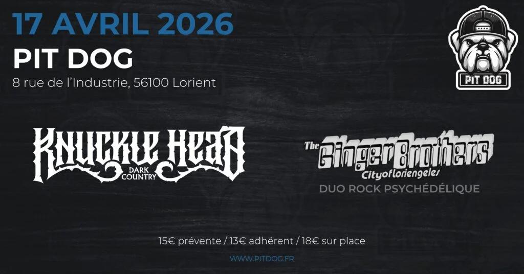 Affiche de Knuckle Head et The Ginger Brothers en concert à Lorient (56)