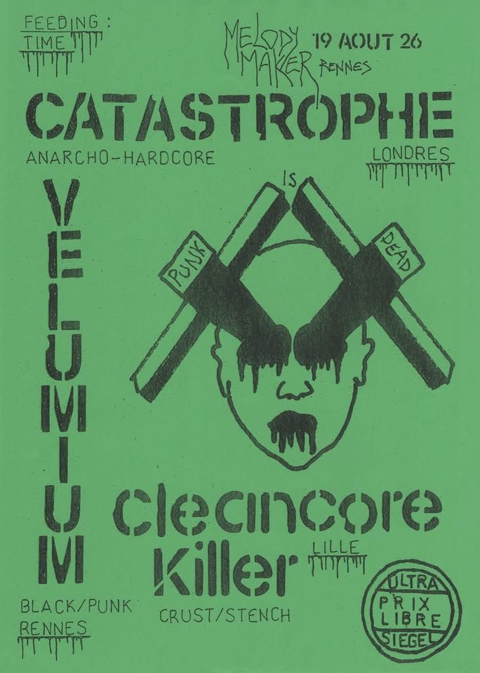 Affiche de 3 groupes Crust / Raw Black / Punk en concert à Rennes (35)