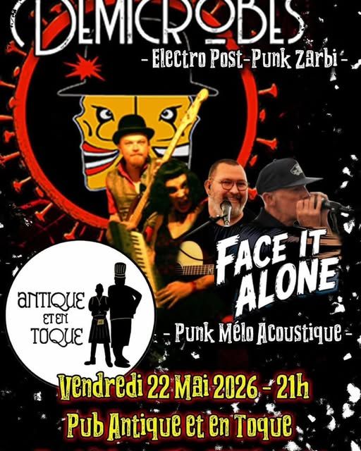 Affiche de Demicrobes (Electro Post-Punk) / Face It Alone (Punk Mélo Acoustique) en concert à Fouesnant (29)