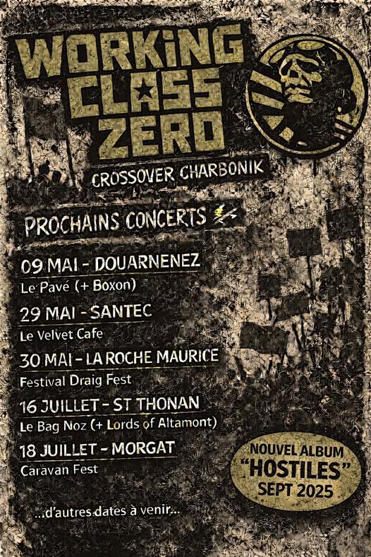 Affiche de Working Class Zero (Punk/HxC) en concert à Santec (29)