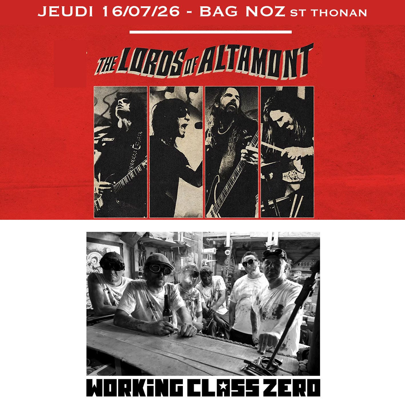 Affiche de The Lords Of Altamont / Working Class Zero + Guest en concert à St Thonan (29)