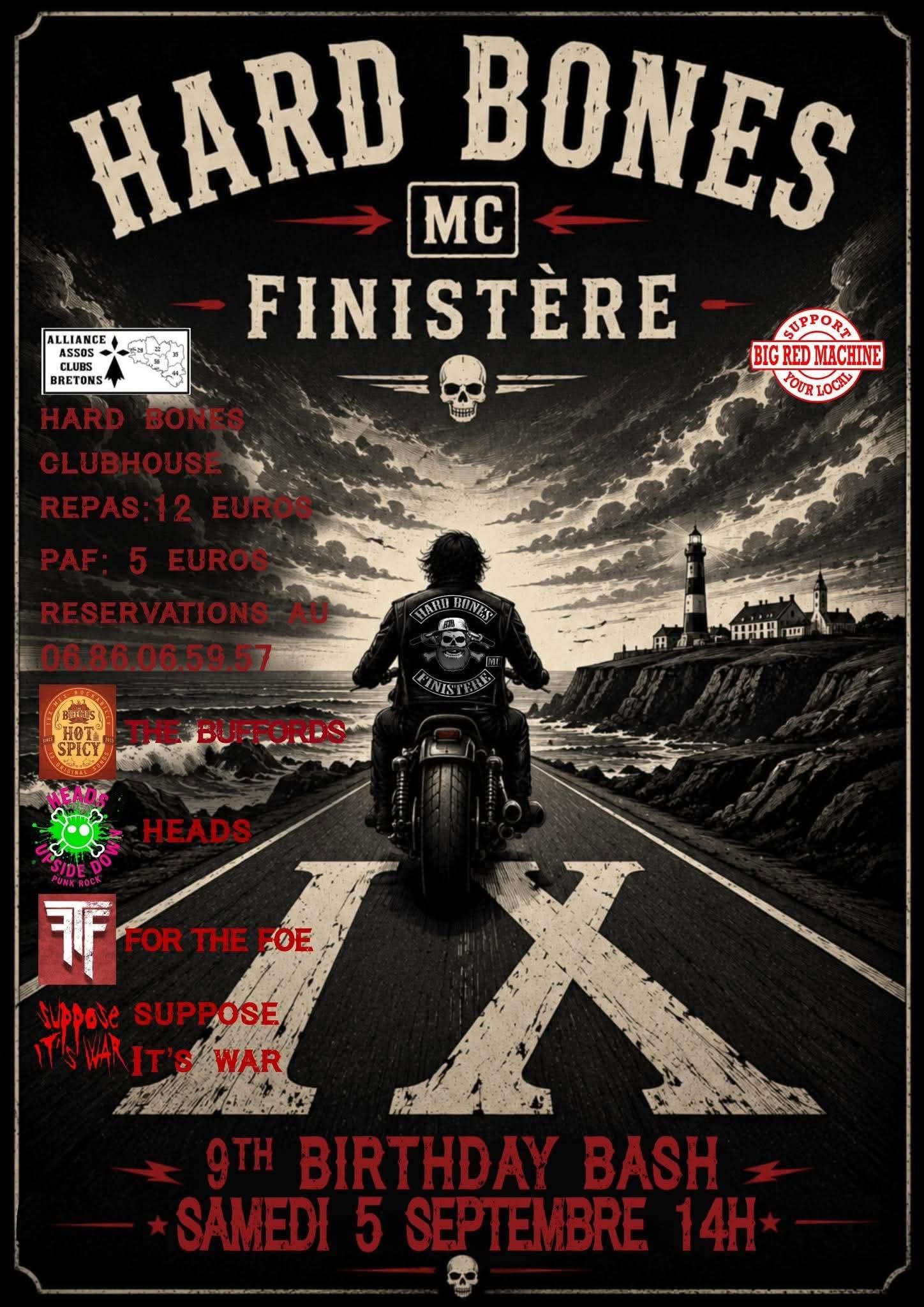 Affiche de IX Anniversaire Hard Bones (avec 4 groupes) à Plouzévédé (29)