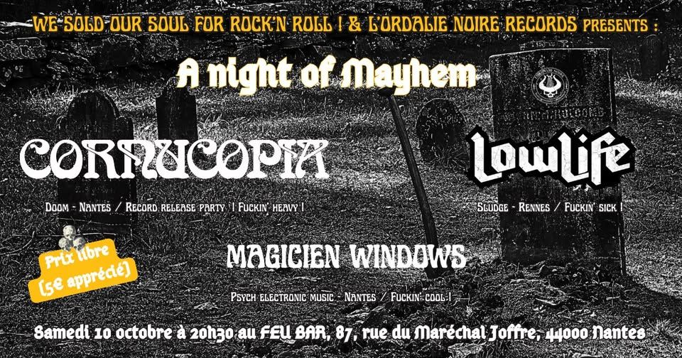 Affiche de Cornucopia / Lowlife / Magician Windows en concert à Nantes (44)