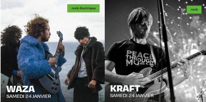 Affiche de Waza (Rock Garage / Psychédélique) et Kraft (Rock) en concert à Landerneau (29)