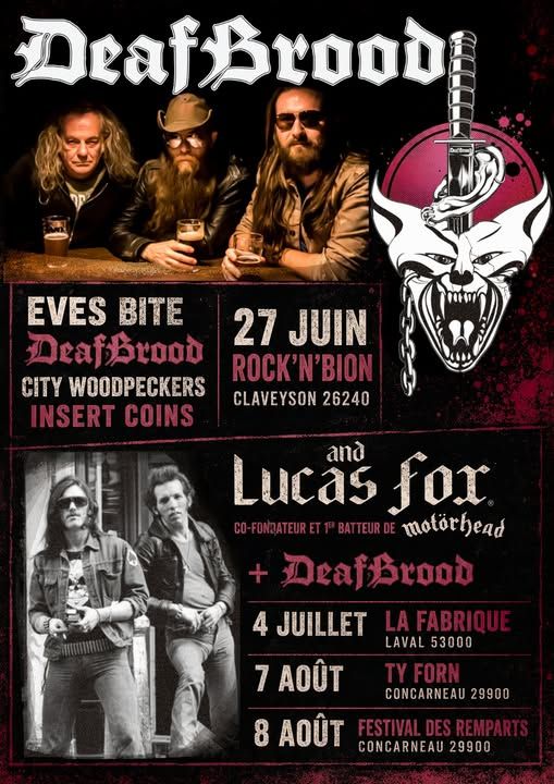 Affiche de Deaf Brood + Lucas Fox (Motörhead) live à Concarneau (29)