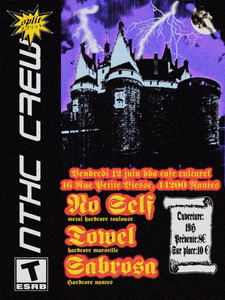 Affiche de Soirée Metallic HxC avec No Self / Towel / Sabrosa à Nantes (44)