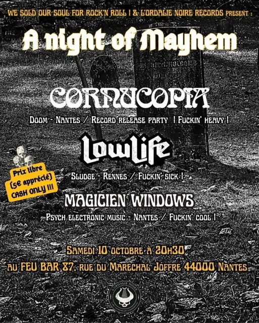 Affiche de Cornocupia / Lowlife / Magician Windows en concert à Nantes (44)