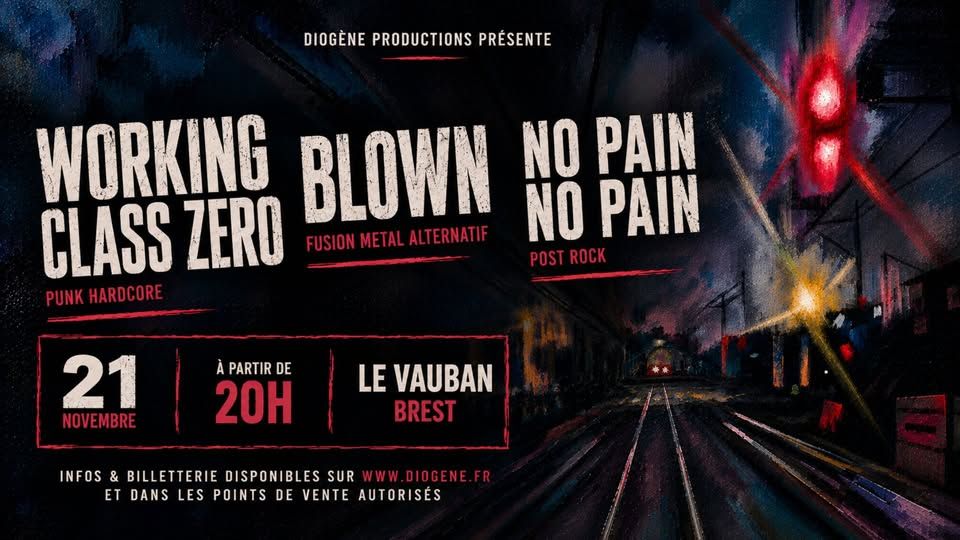 Affiche de Working Class Zero / Blown / No Pain No Pain en concert à Brest (29)