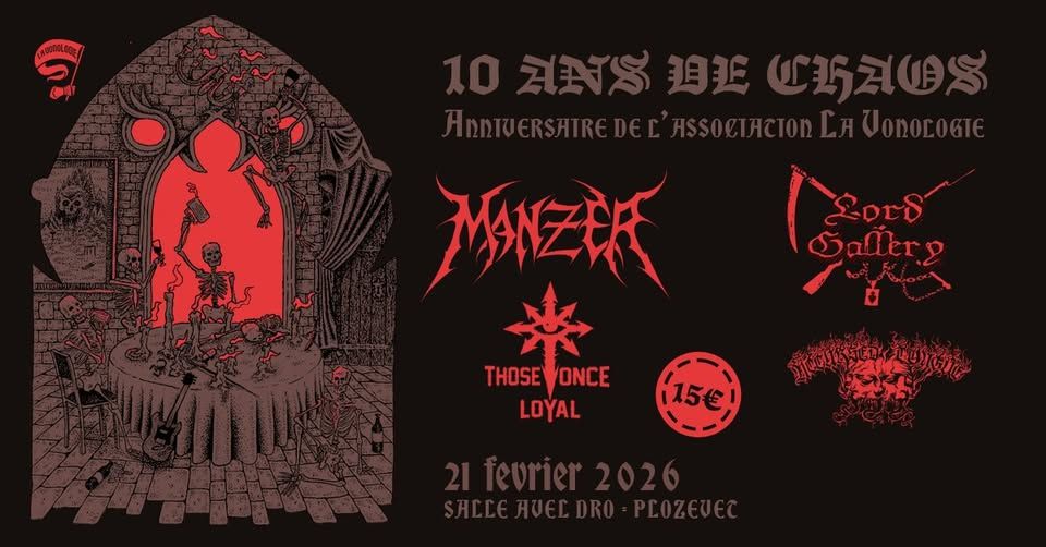 Affiche de 10 ans de l'Asso La Vonologie (Courts Of Chaos) : concert Death/Black à Plozevet (29)