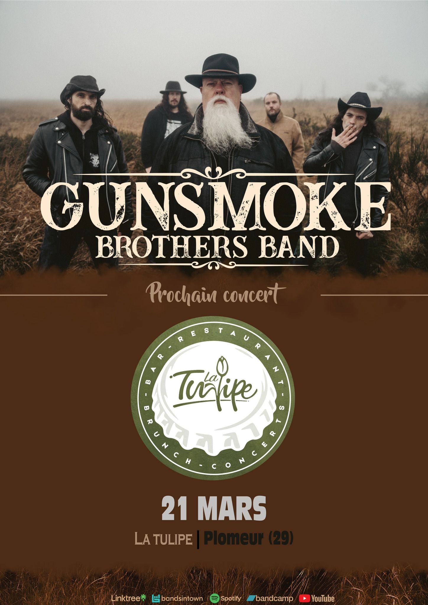 Affiche de Gunsmoke Brothers Band (Southern Rock/Hard Rock) en concert à Plomeur (29)