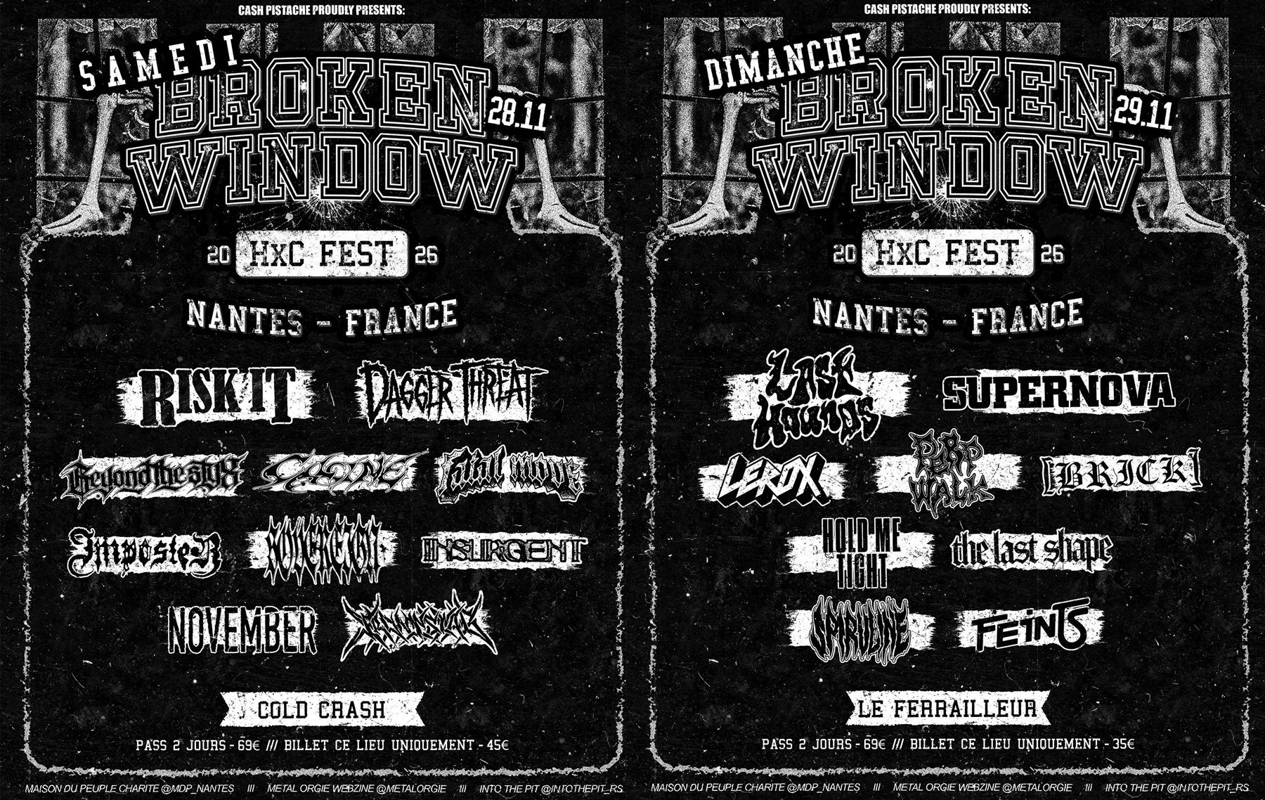 Affiche de FESTIVAL BROKEN WINDOWS (16 groupes de HxC) à Nantes (44)