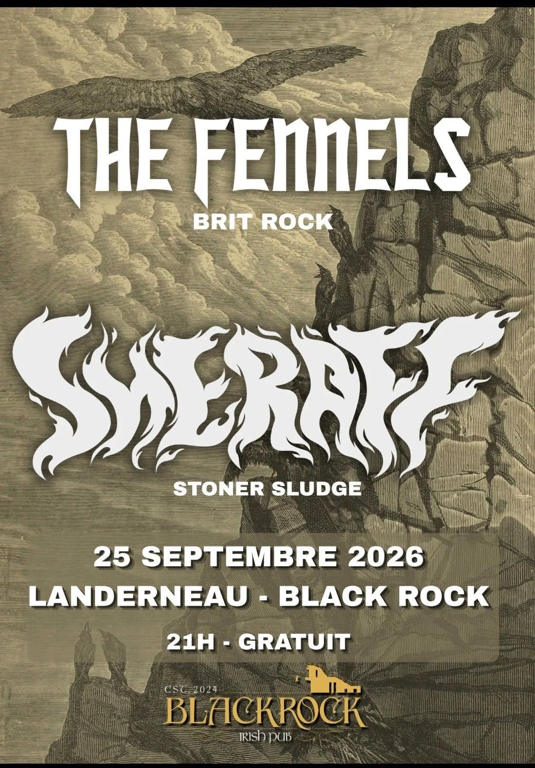 Affiche de The Fennels (Brit Rock) / Sheraff (Stoner/Sludge) en concert à Landerneau (29)
