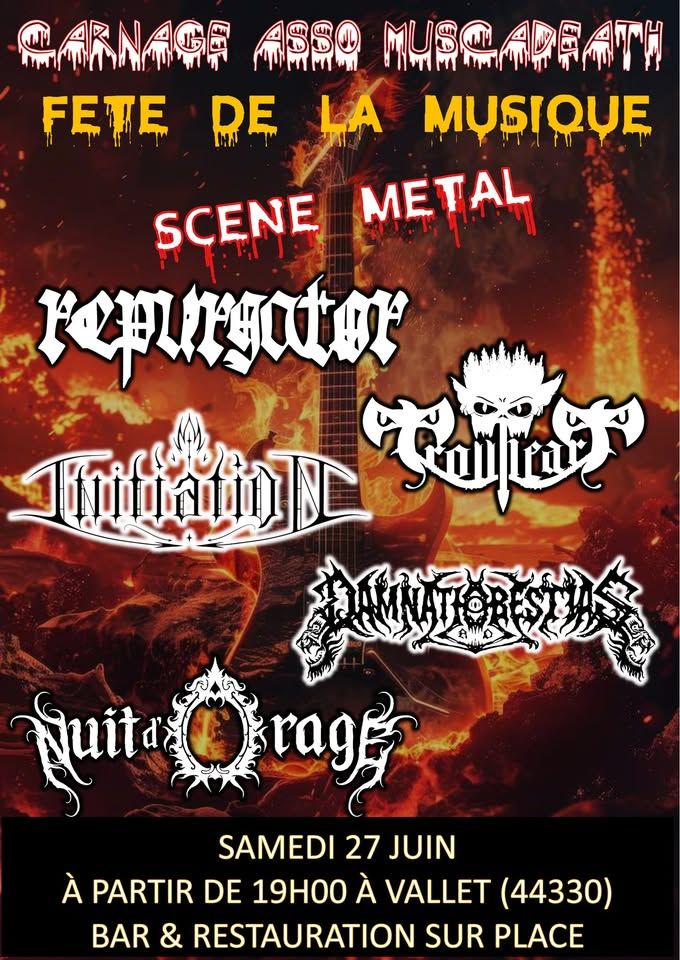 Affiche de 5 groupes de Metal à la Fête de la Musique à Vallet (44)