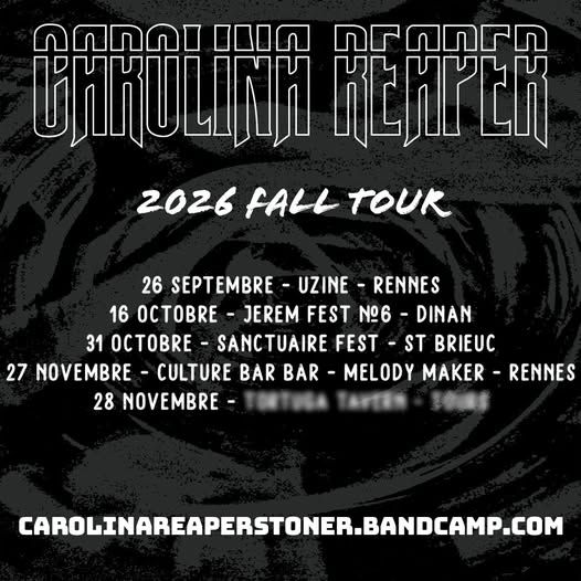 Affiche de Carolina Reaper (Stoner/Heavy Metal) en concert à Dinan (22)