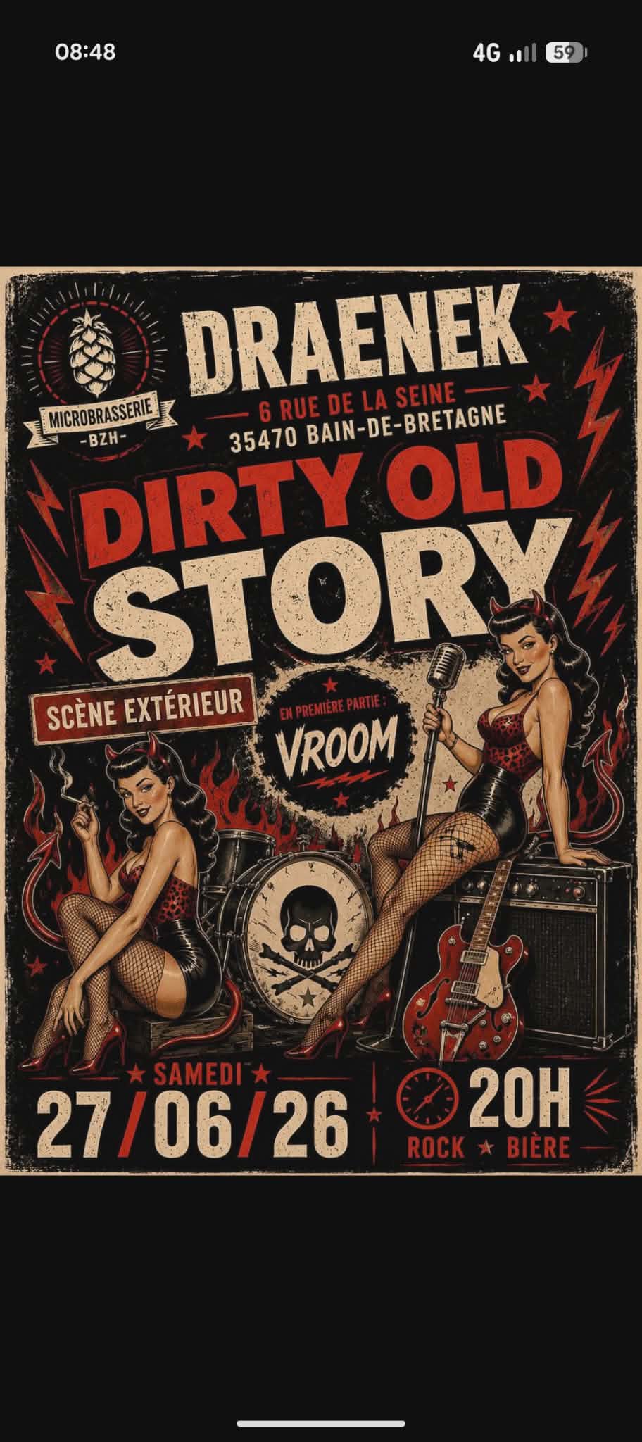 Affiche de Dirty Old Story (Rock N' Roll / Punk Rock) live à Bain de Bretagne (35)
