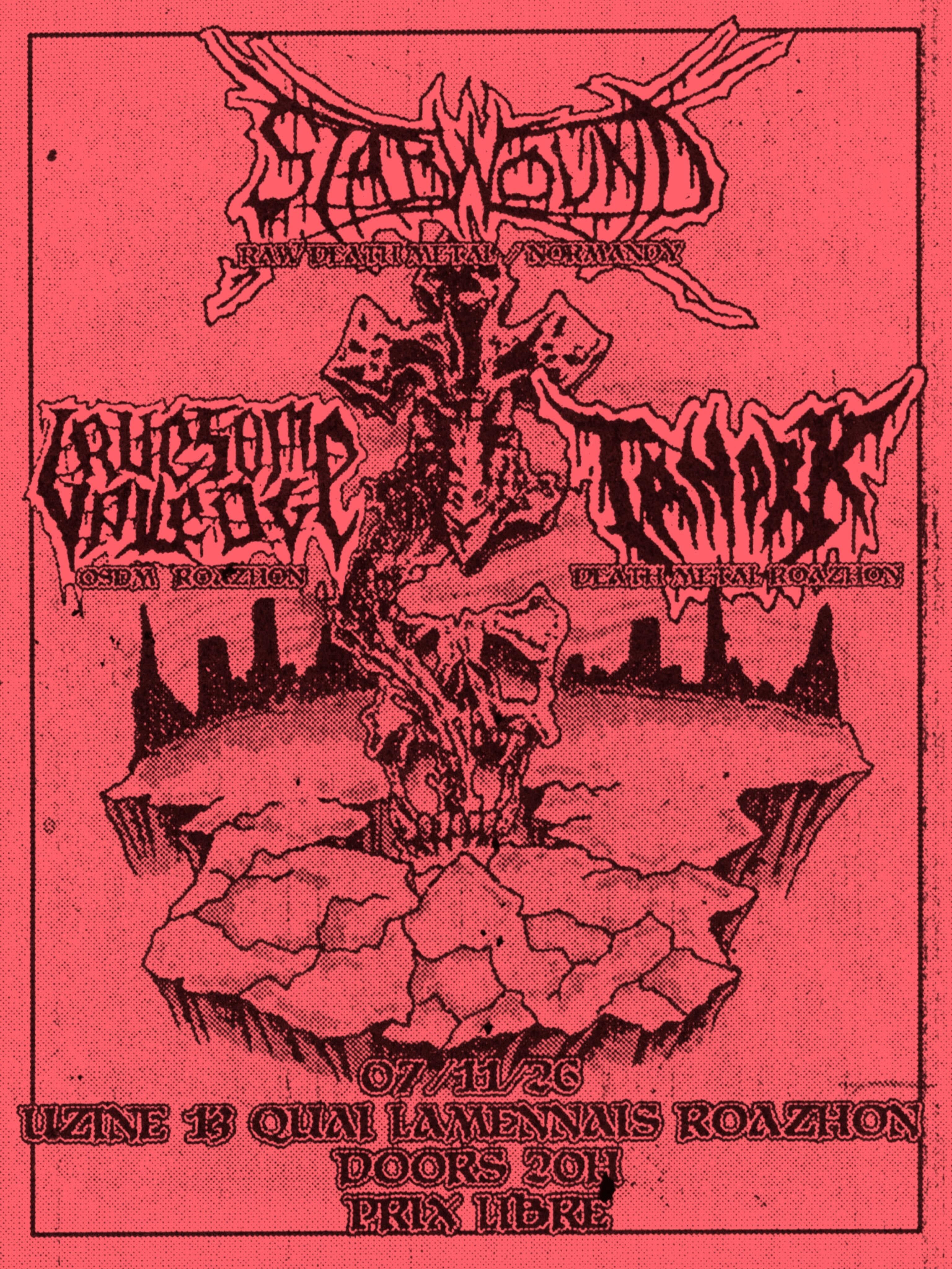 Affiche de Tanork / StabwounD / Gruesome Pledge en concert à Rennes (35)