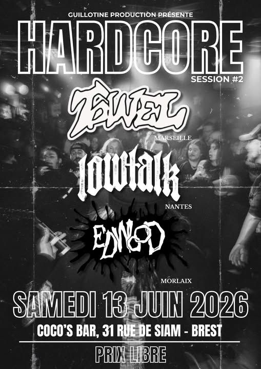Affiche de Soirée Hardcore avec Towel / Lowtalk / Edwood à Brest (29)