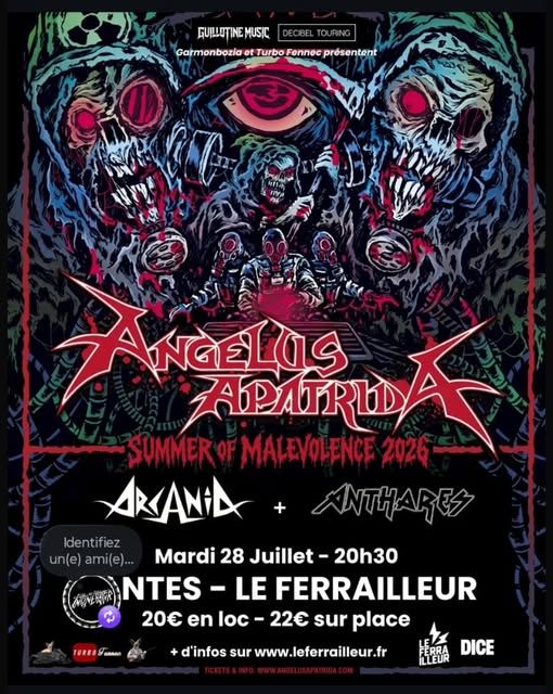 Affiche de Angelus Apatrida / Arcania / Anthares en concert à Nantes (44)