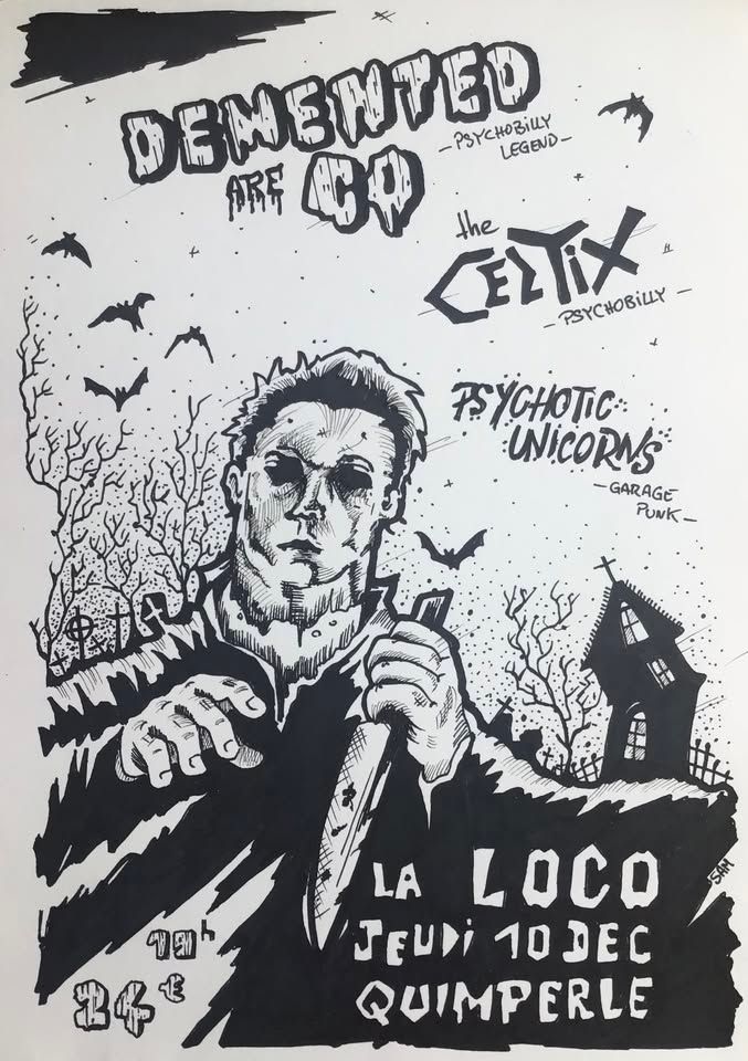 Affiche de Demented Are Go / The Celtix / Psychotic Unicorns en concert à Quimperlé (29)