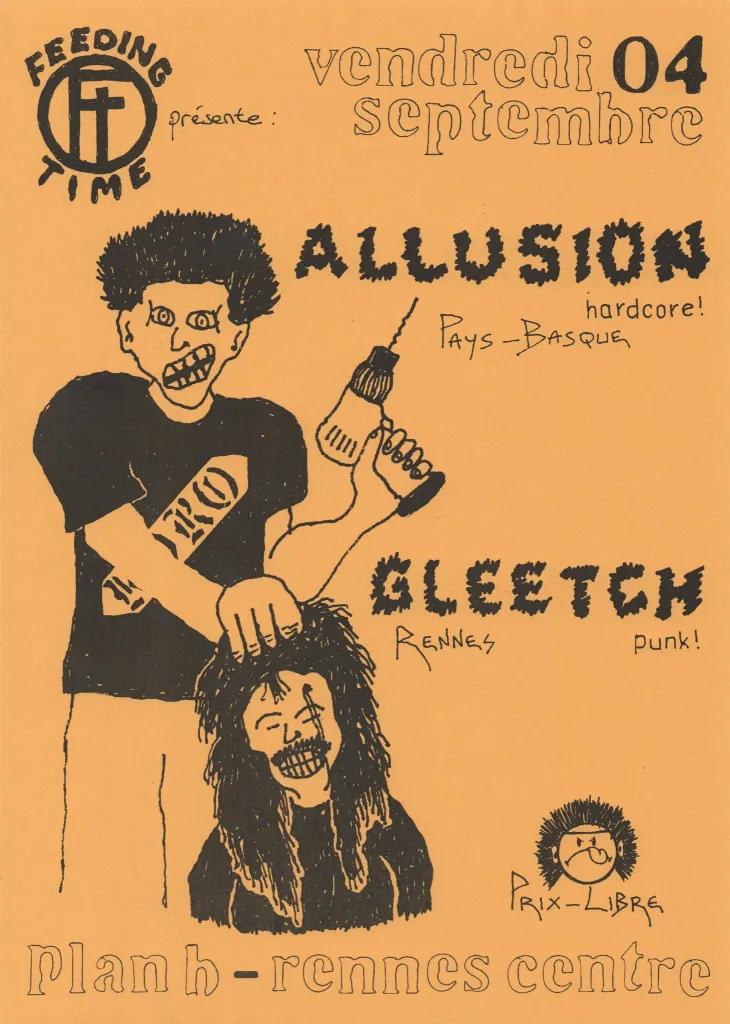 Affiche de Allusion (Hardcore) / Gleetch (Punk 77) en concert à Rennes (35)