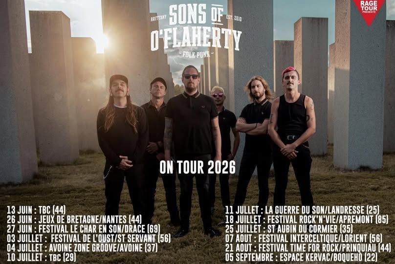 Affiche de Sons Of O'Flaherty (Punk Rock Celtique / Folk) en concert à Lorient (56)