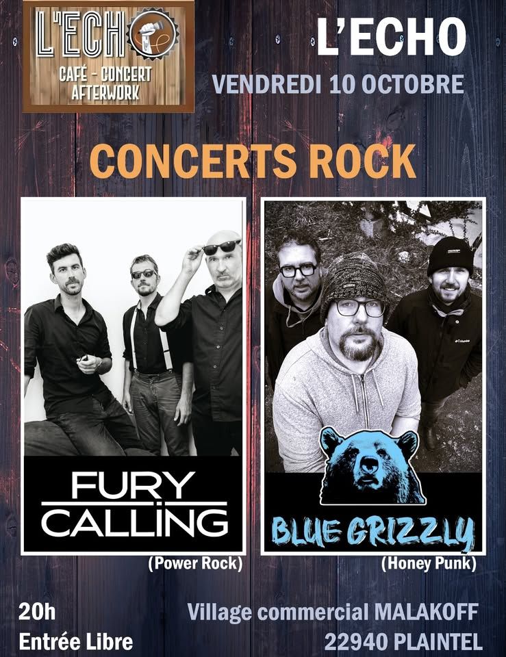 Affiche de Soirée Fury Calling / Blue Grizzly à Plaintel (22)