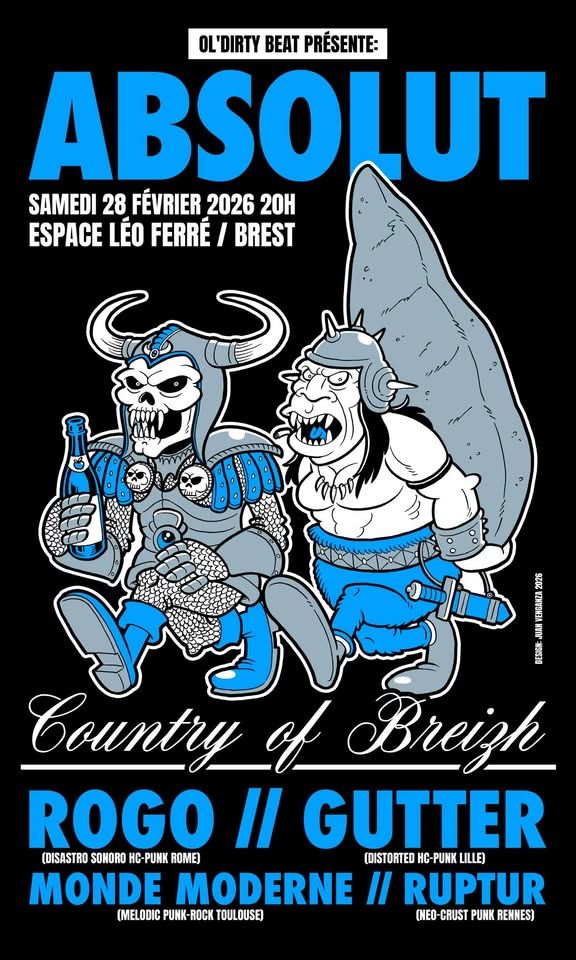 Affiche de Concerts Hardcore/Punk avec 4 groupes à Brest (29)