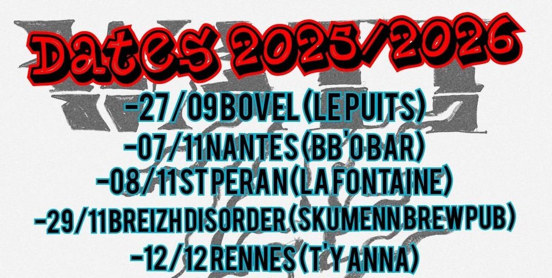 Affiche de 5 dates bretonnes de la tournée Watt Ze Punk