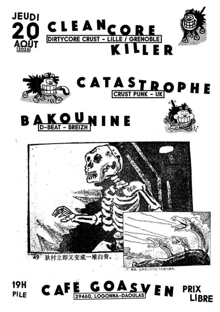 Affiche de 3 groupes Crust / D-beat / Punk en concert à Logonna Daoulas (29)