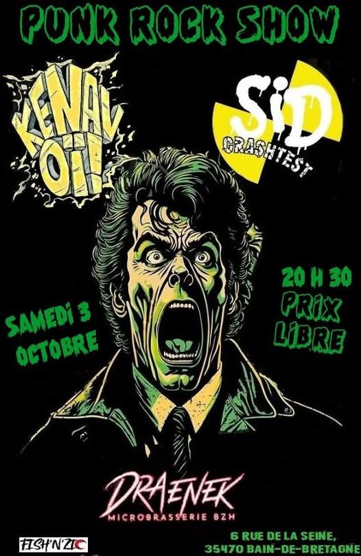 Affiche de SID Crashtest (Punk Rock) / Kenavoï (Punk Rock) en concert à Bain de Bretagne (35)