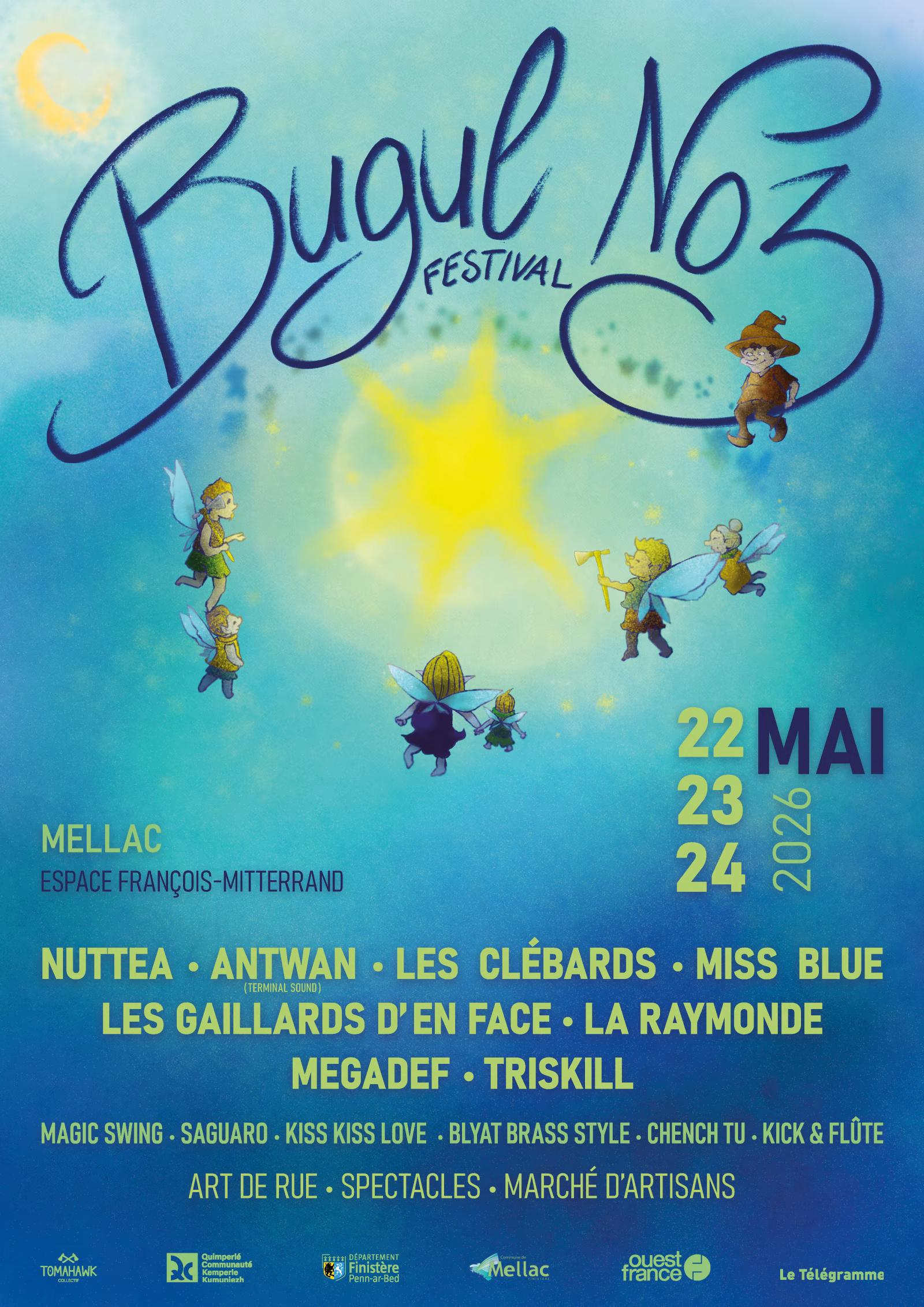 Affiche de Bugul Noz (avec des groupes Punk/Rock/Metal) à Mellac (29)