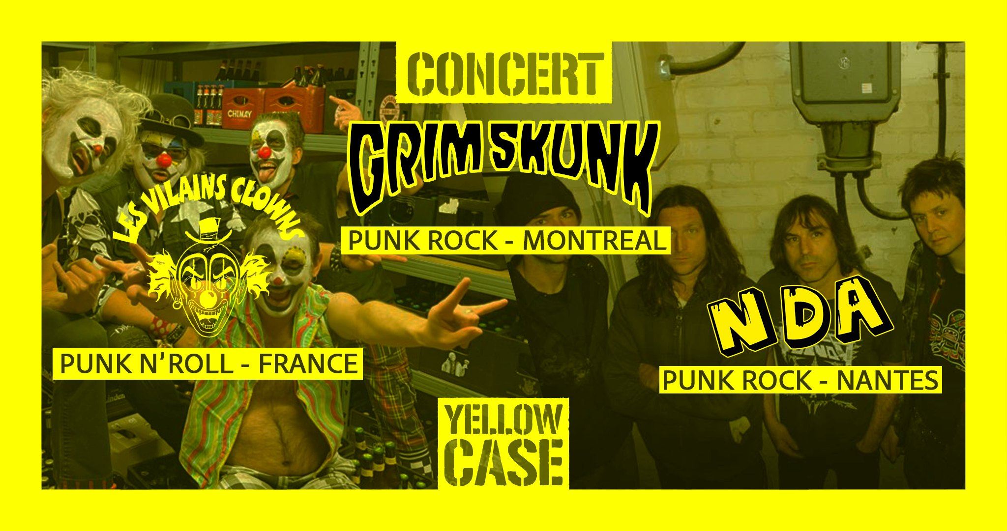 Affiche de Grimskunk / Les Vilains Clowns / NDA en concert à Rezé (44)