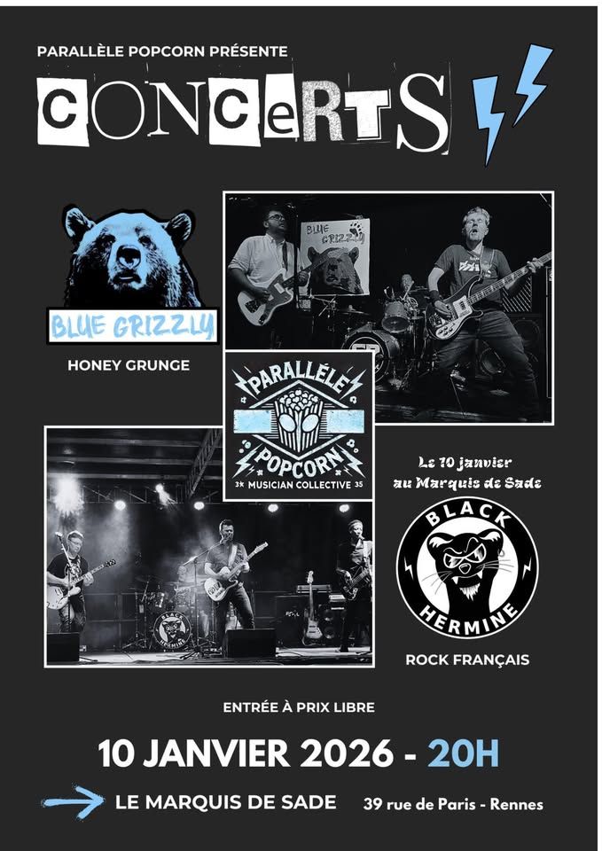 Affiche de Blue Grizzly et Black Hermine en concert à Rennes (35)