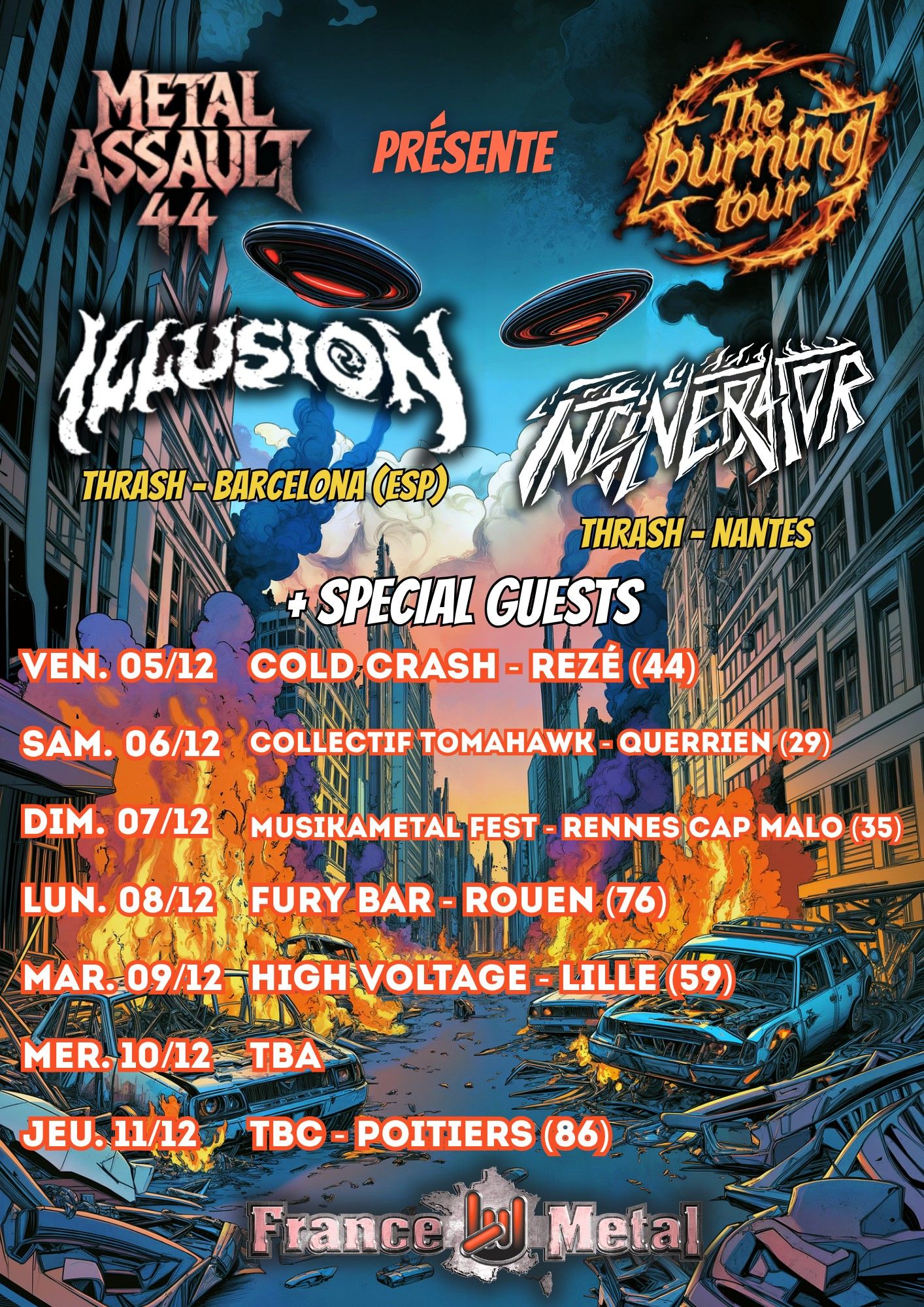 Affiche de Soirée Thrash avec Illusion (Espagne) et Incinerator (Pontchateau) à Querrien (29)