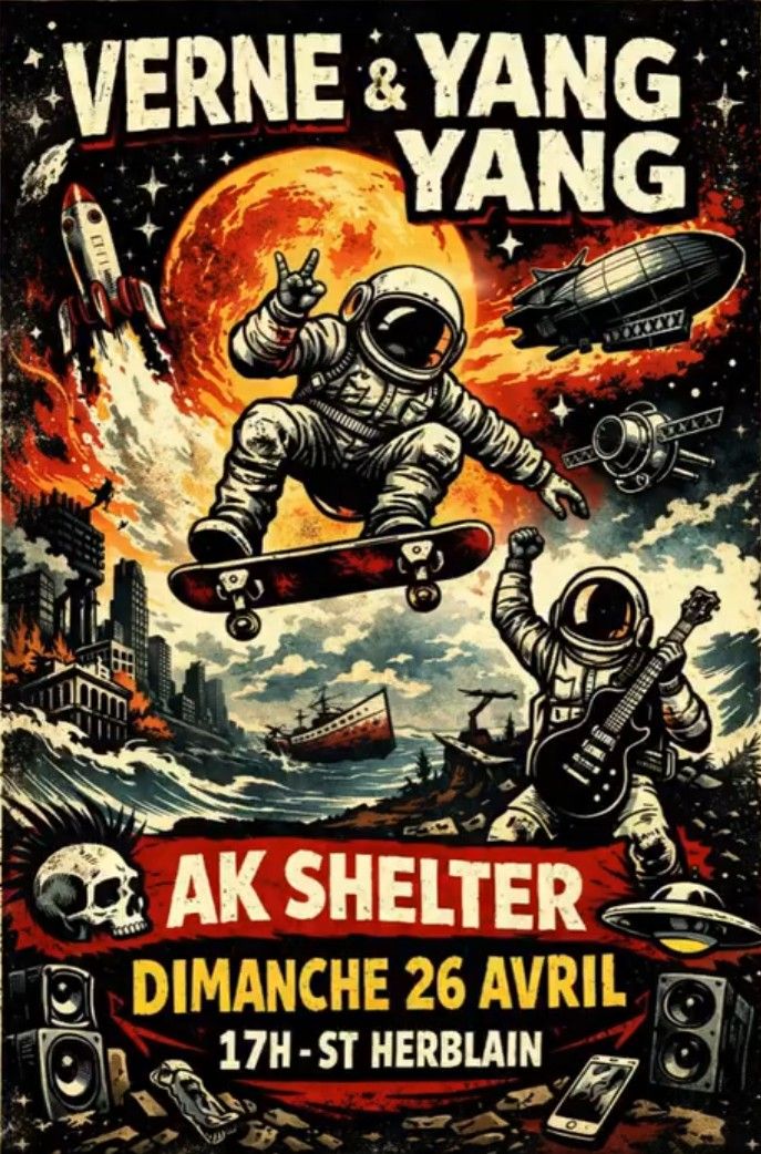 Affiche de Verne (Punk Rock/Post HxC) / Yang Yang (Stoner/Rock Garage) en concert à Nantes (44)