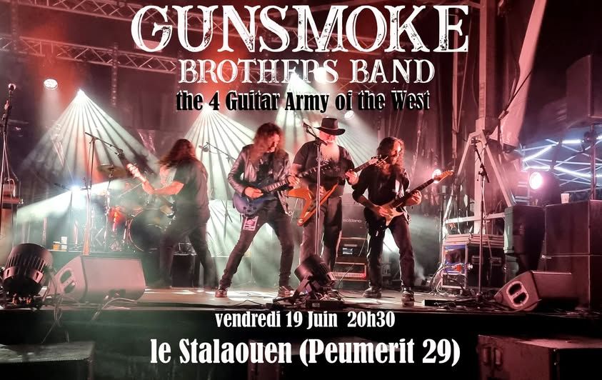 Affiche de Gunsmoke Brothers Band (Southern Rock/Hard Rock) en concert à Peumerit (29)