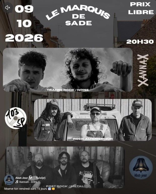 Affiche de Xannax / 103 SP / Abat Jour en concert à Rennes (35)
