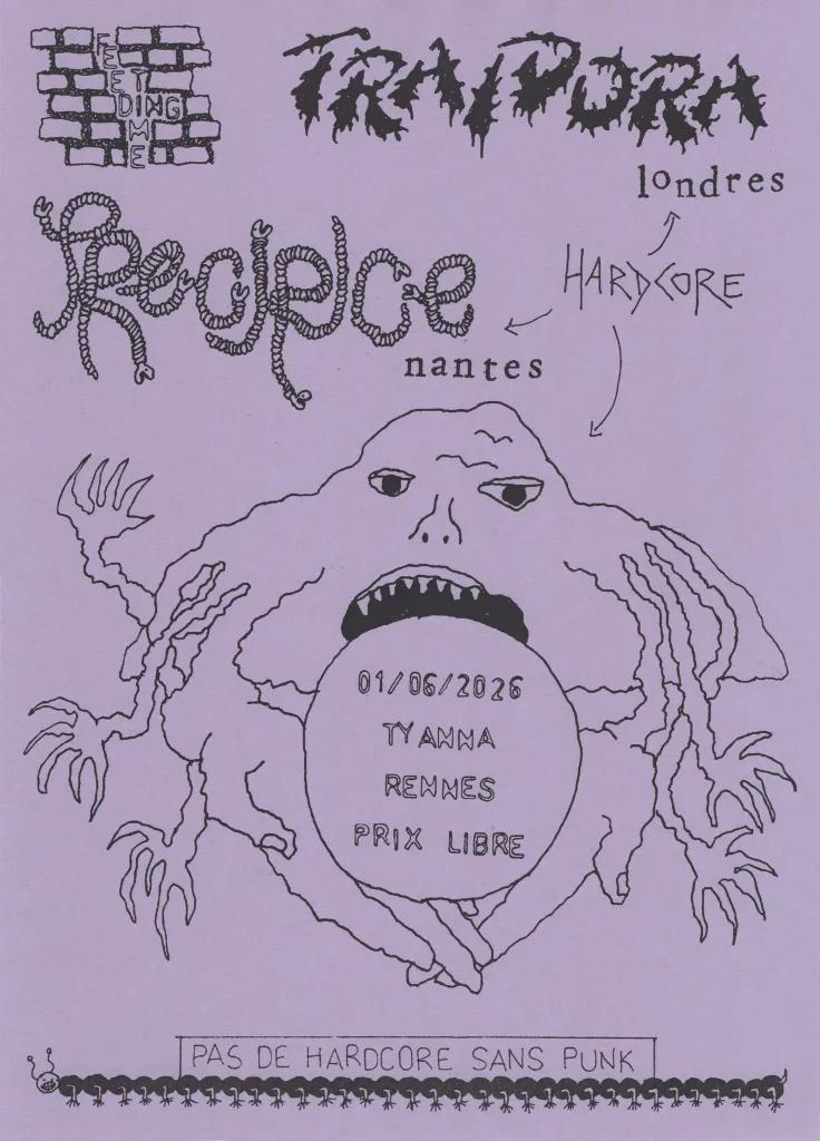 Affiche de Traidora (HxC-Londres) / Precipice (HxC/Punk) en concert à Rennes (35)