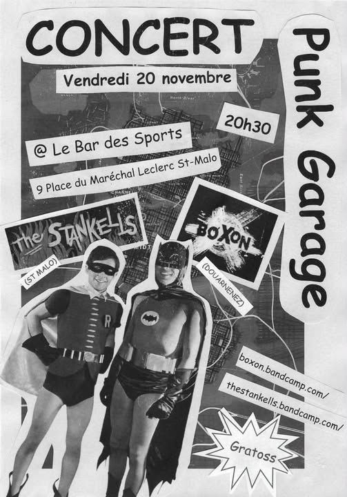 Affiche de Boxon (Rock Garage/Punk) / The Stankells (Punk/Rock Garage) en concert à St Malo (35)