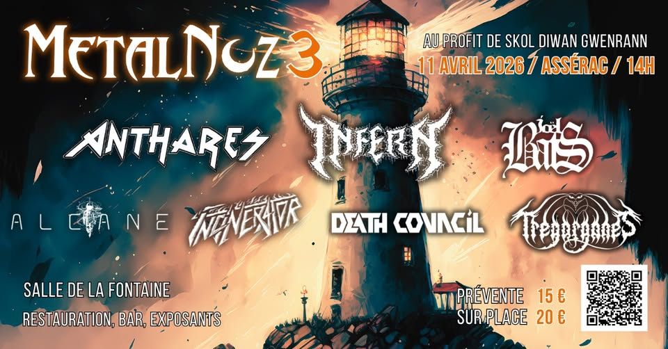 Affiche de Metal Noz #3 avec 7 groupes de Death / Thrash / Hardcore à Asserac (44)