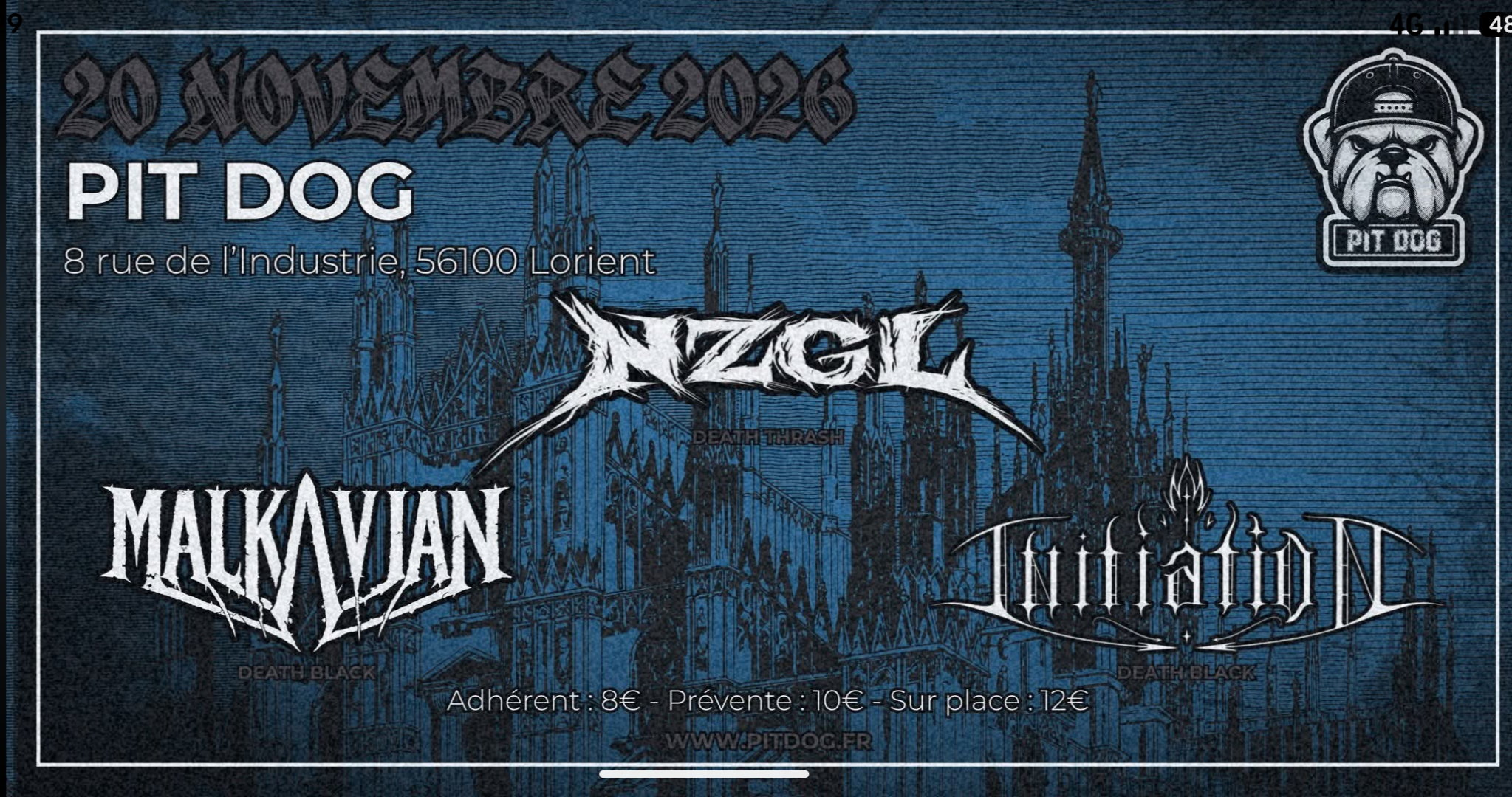 Affiche de Malkavian / Initiation / Nzgl en concert à Lorient (56)