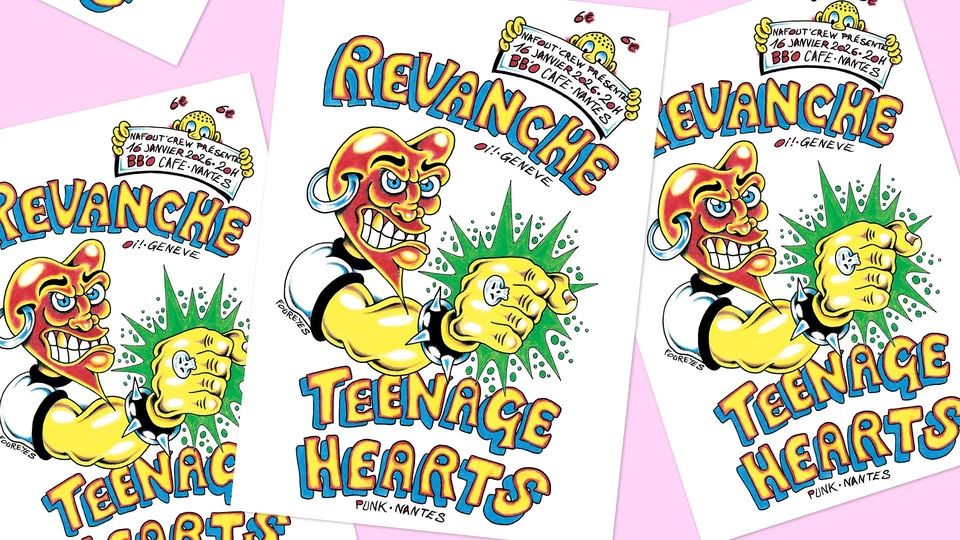 Affiche de Revanche (Oï) et Teenage Hearts (Punk) en concert à Nantes