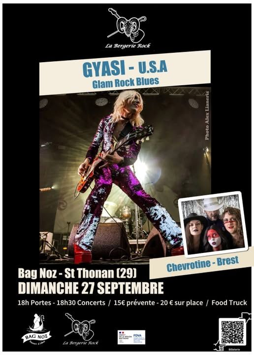 Affiche de Gyasi (Glam RockRock 70/Blues) / Chevrotine (Glam Rock/Rock 70) en concert à St Thonan (29)