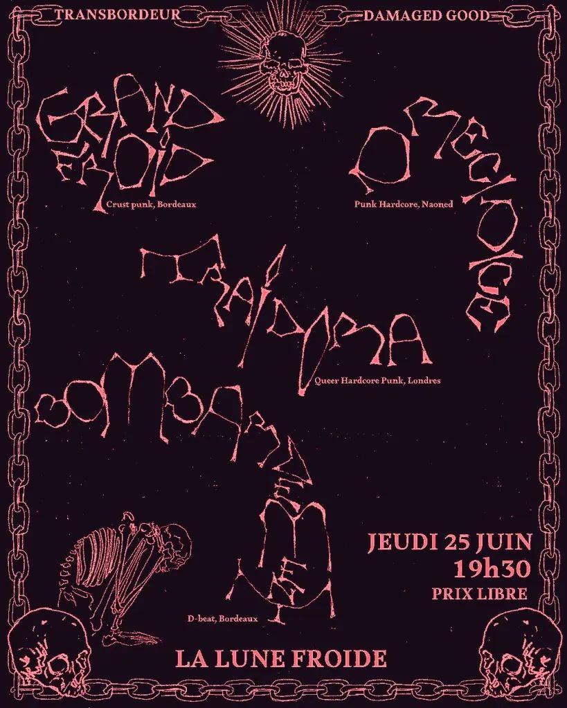 Affiche de Soirée Punk/HxC/Crust avec 4 groupes à Nantes (44)