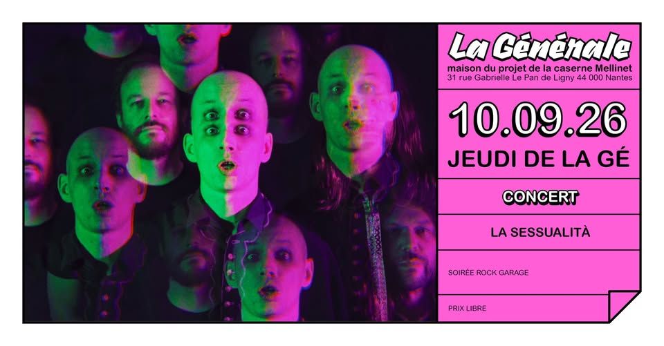 Affiche de La Sesuallità (Rock Garage/Punk Rock/Psychédélique) en concert à Nantes (44)