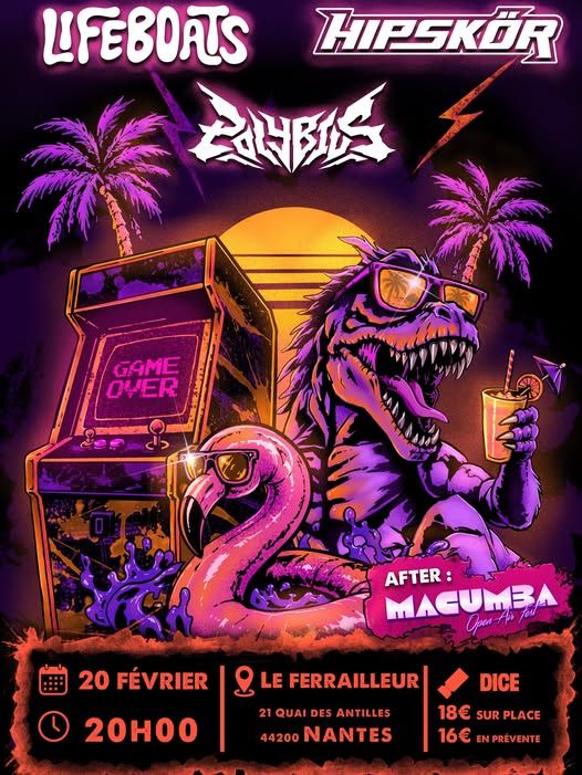 Affiche de Lifeboats / Hipskör / Polybius en concert à Nantes (44)