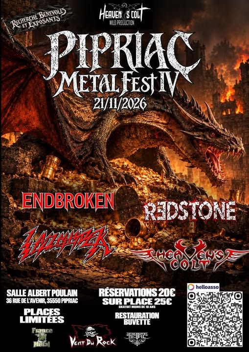 Affiche de Pipriac Metal Fest IV (Thrash / Stoner / Death / Heavy) à Pipriac (35)