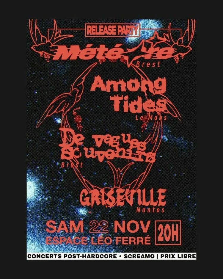 Affiche de Soirée Screamo / Post HxC avec 4 groupes à Brest