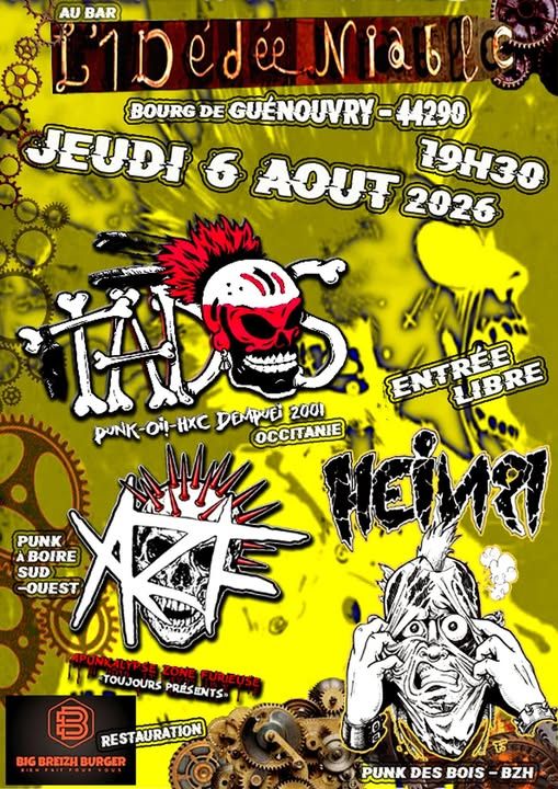 Affiche de Soirée Punk avec 3 groupes à Guénouvry (44)